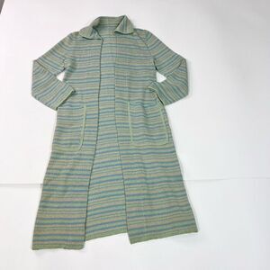 Vintage Picardo Knits Duster Cardigan Women 14 Multicolor Long Sleeve Open Front